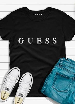 Женская футболка guess гесс чёрная жіноча футболка гесс чорна2 фото