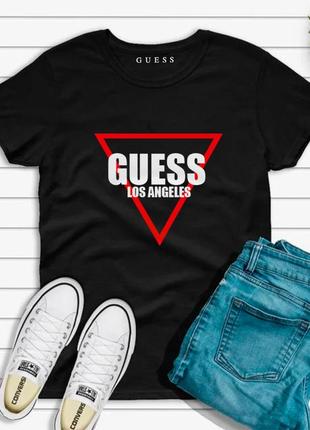 Женская футболка guess гесс чёрная жіноча футболка гесс чорна3 фото
