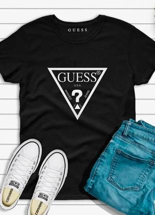 Женская футболка guess гесс чёрная жіноча футболка гесс чорна1 фото