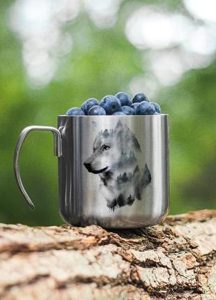 Метталическая кружка с волком