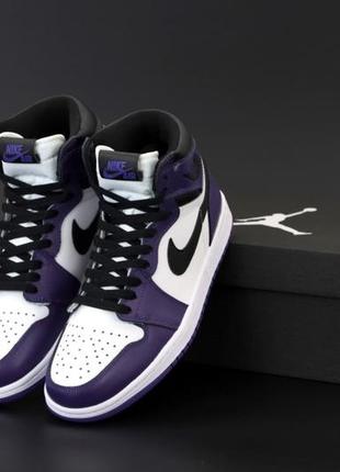 Женские кроссовки nike air jordan 1 mid white purple 37-38-39-40-41