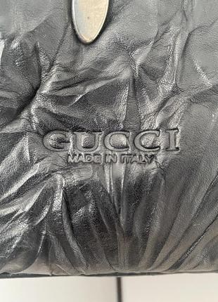 Шкіряна сумка багет вінтаж, кожа винтаж, напис gucci10 фото