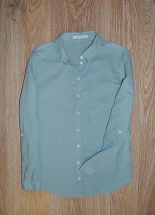 Оливкова лляна сорочка оверсайз vincita