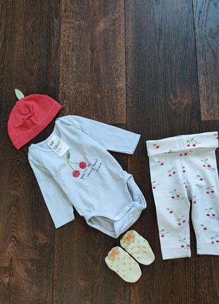 Набір на дівчинку hm, боді та лосіни і шапочка