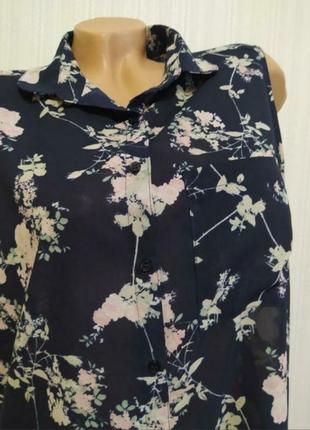 Красивая шифоновая рубашка блузка кофточка футболка женская в цветочек2 фото