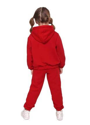 Костюм дитячий, спортивний, трикотажний, турецька тканина трехнитка, для дівчинки, червоний4 фото
