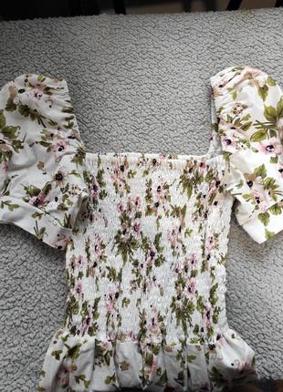 Льняна літня сукня міді платье квітковий принт6 фото