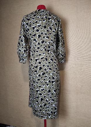 Платье сукня міді хакі з пишними рукавами6 фото