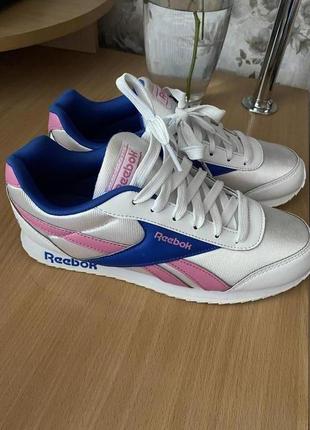 Кросівки reebok білі оригінал синя рожева смужка англія4 фото