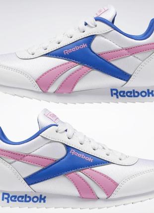 Кроссовки reebok белые оригинал синяя розовая полоска англия8 фото