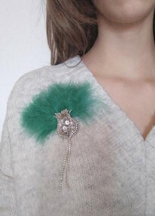 Брошка з бісеру та стразів, квітка,handmade