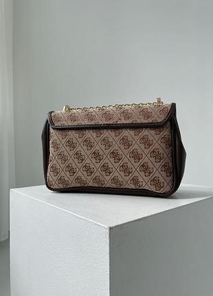 Guess aileen brown розкішна коричнева жіноча брендова сумочка з золотим ланцюжком коричневая шикарная сумка с золотистой цепочкой2 фото