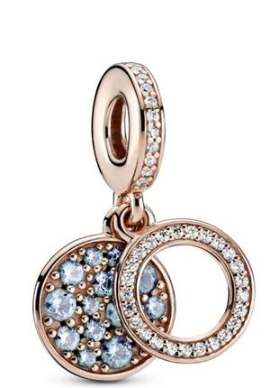 Шарм подвеска rose голубой диск паве пандора серебро 925