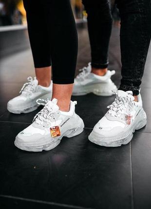 Кросівки balenciaga triple s clear sole white / кросівки беленсияга