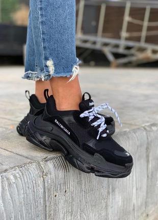 Кросівки жіночі balenciaga triple s clear sole black «white logo/ женские кроссовки беленсияга