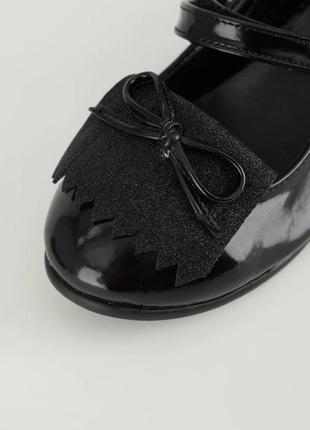 25 р нові фірмові туфлі балетки зі штучної шкіри з ремінцем бантиком чорні дівчинці defacto2 фото