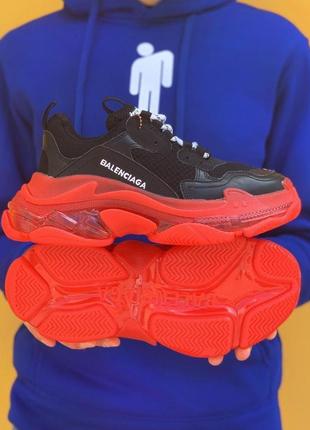 Кросівки жіночі balenciaga triple s clear sole red black / жіночі кросівки беленсияга