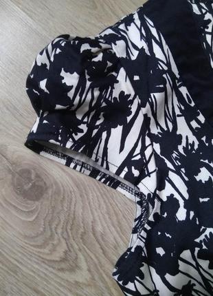 Елегантна коттонова сукня футляр по фігурі/натуральне літнє чорно-біле плаття в принт/бавовна4 фото