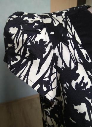 Елегантна коттонова сукня футляр по фігурі/натуральне літнє чорно-біле плаття в принт/бавовна5 фото