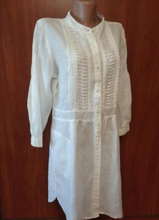 Белое льняное платье,плаття,сукня рубашка с карманами лён in wear(zara, massimo dutti)