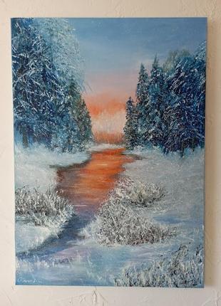 Картина, олія, зимовий пейзаж2 фото