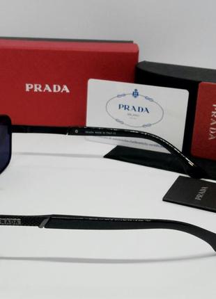 Prada модные мужские солнцезащитные очки черные поляризированные в металле3 фото