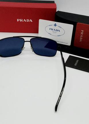 Prada модные мужские солнцезащитные очки черные поляризированные в металле5 фото