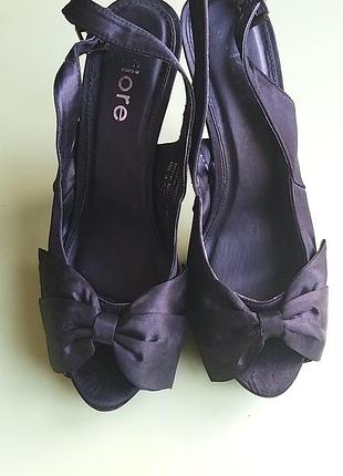 Босоножки сабо черные атласные на шпильке бренда fiore размер 38, 39, 40