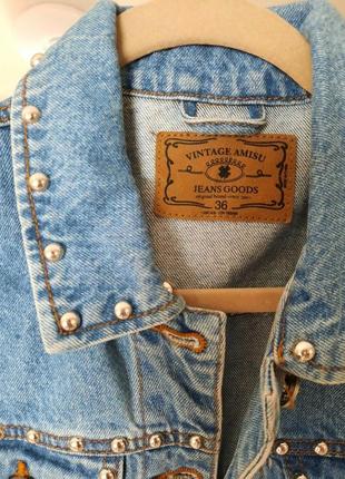 Крутая винтажная укороченная джинсовая куртка amisu s-m2 фото