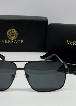Versace модні чоловічі сонцезахисні окуляри чорні в металі поляризированные2 фото