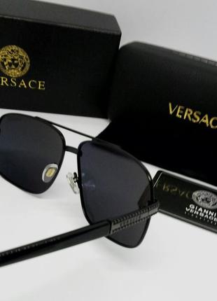 Versace модні чоловічі сонцезахисні окуляри чорні в металі поляризированные8 фото