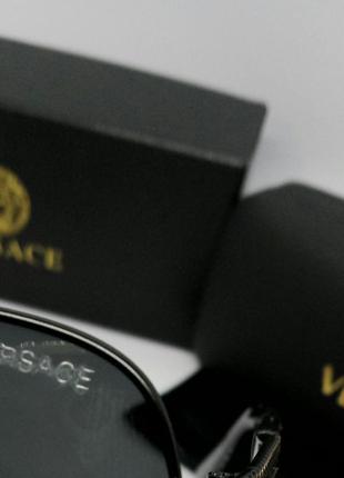 Versace стильные мужские солнцезащитные очки черные с золотом9 фото