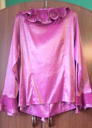 Рожева перламутрова блузка з жабо mazex 40/482 фото