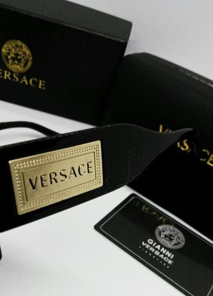 Versace модные женские солнцезащитные очки чёрные с золотым лого10 фото