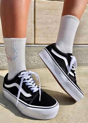 Vans old skool black high platform масивні кеди венс олд скул на високій підошві черные массивные кеды на высокой платформе