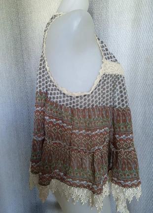 Женская летняя пляжная накидка, туника ярусная блуза, мережевна блузка, майка с кружевом.4 фото
