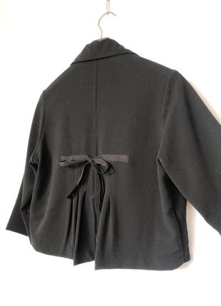 Жакет пиджак укороченный черный нарядный с бантом4 фото