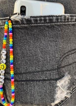 Бісерний тримач для телефону, підвіска на телефон. ремінець на руку.