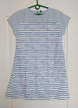 Платье короткое подростковое а силуэта в горизонтальную полоску