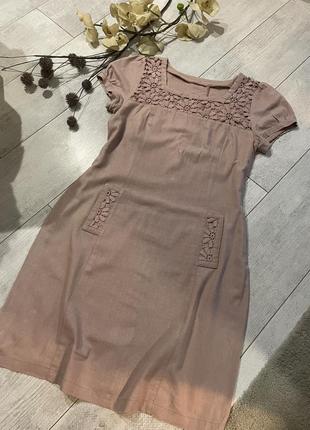 Льняна сукня плаття ruta-s пудрового кольору1 фото