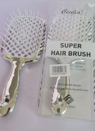 Новинка расческа для волос super hair brush серебро2 фото