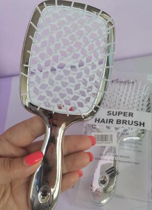 Новинка расческа для волос super hair brush серебро1 фото