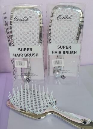 Новинка расческа для волос super hair brush серебро3 фото