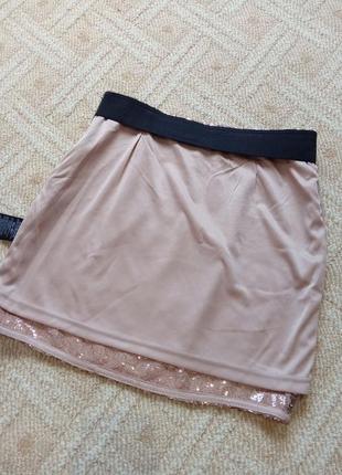 Коротка яркая юбка в пайетках, размер евро 385 фото