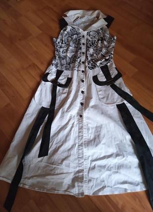 Трендова базова сукня плаття сарафан сорочка котонова квітковий принт з відкритими плечима