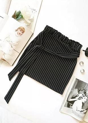 Міні-спідниця в смужку🖤/юбка в полоску/юбка/спідниця plt, на р. xs