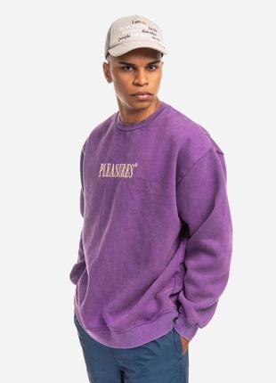 Кофта pleasures sour washed crewneck purple1 фото