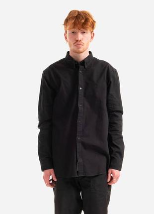 Рубашка чоловіча carhartt wip longsleeve bolton shirt black1 фото