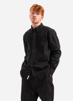 Рубашка чоловіча carhartt wip longsleeve bolton shirt black7 фото