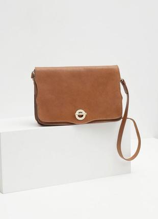 Сумка zara leather messenger bag with golden clasp2 фото